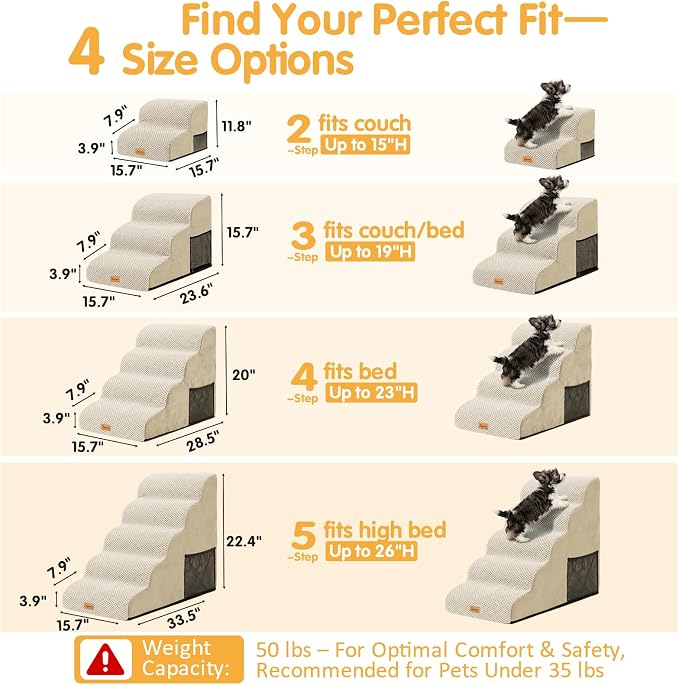 Topmart High Density Foam Pet Steps 2 Tiers,11.8" High,Non-Slip Dog Stairs,Soft Foam Dog Ramp Ladder,Best for Injured,Older Cats,Pets with Joint Pain,Suitable for Low Sofas,Stairs,Lower Place