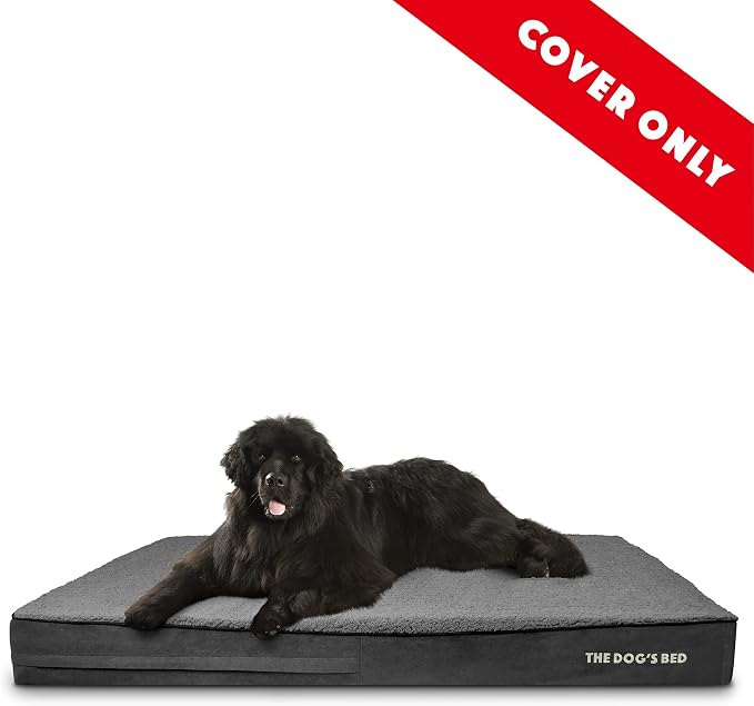 The Dog’s Bed Replacement Outer Cover, Plush Fabric, Dark Grey Plush, XXXL, 6-Inch