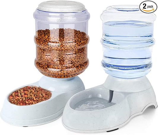 Automatic Dog Feeder and Water Dispenser Set for Large Dogs, 3 Gallon Gravity Dog Cat Food and Water Dispenser Set with Pet Food Bowl,Large Pet Food Water Dispenser Station