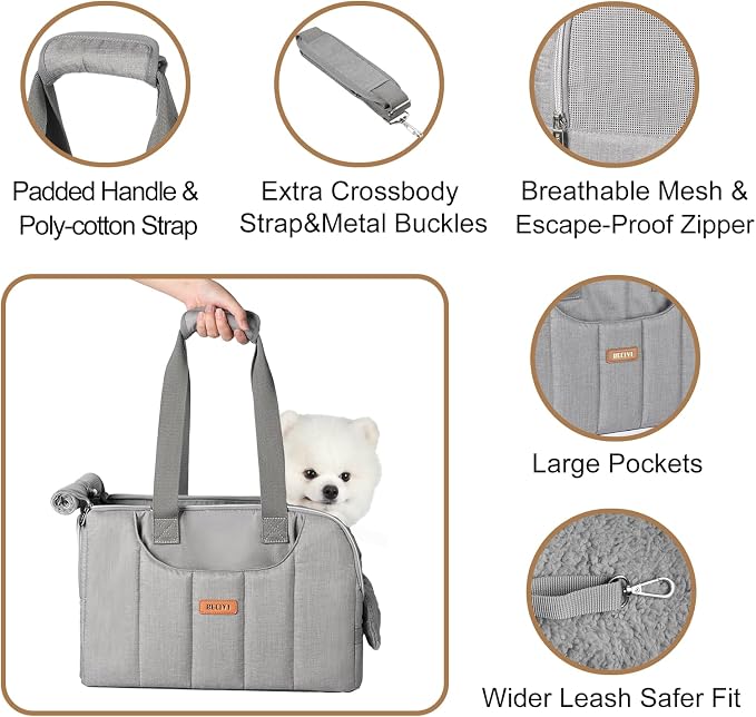 Portable Cat Travel Litter Box with Lid and 10 Pcs Disposable Liner Bags,Dog Purse Carrier for Small Dogs Cats Rabbits Up to 13lbs