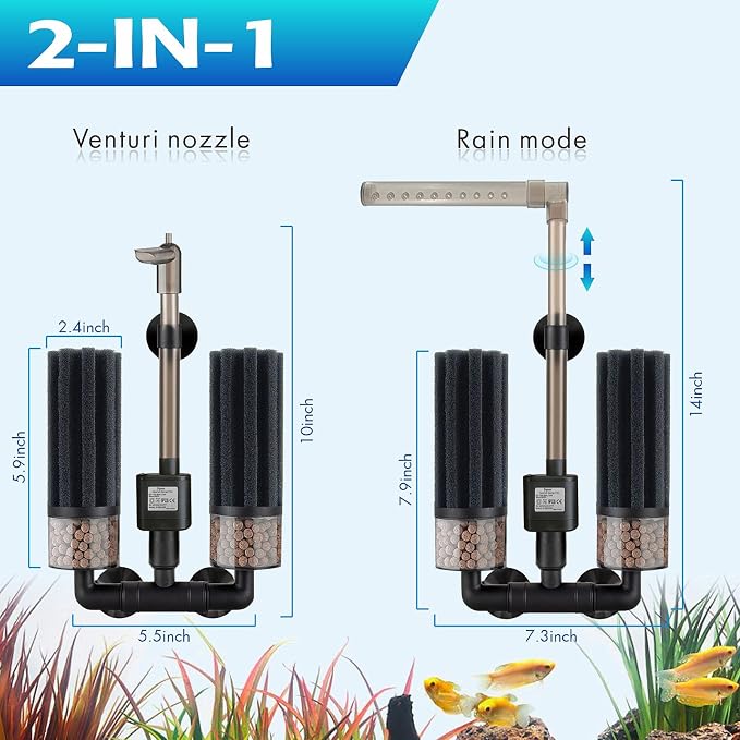 Aquarium Electric Sponge Filter for Shrimp, Betta,Nano and Fry Tank(M)