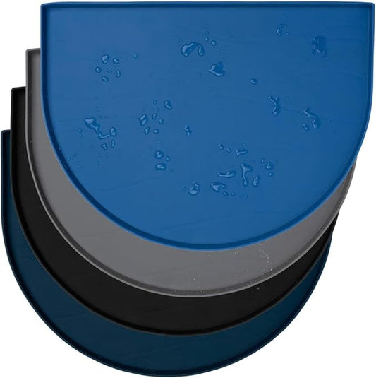 Leash Boss Fountain Mat, Silicone Water Mat Designed for Pet Fountains, Dog Gravity Water Bowls, Mats for Automatic Dispensing Cat Feeders up to 14" Diameter (Large- 26 x 25 Inches, Blue)