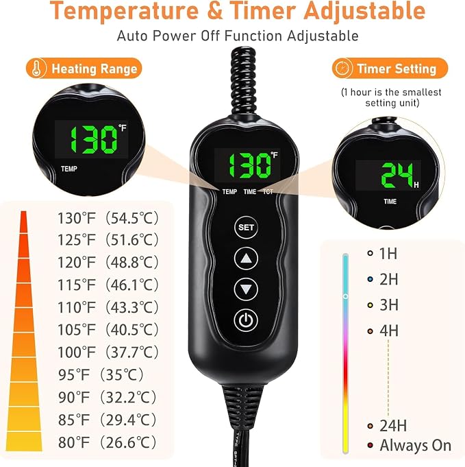 INVENHO Heated Dog Bed, Waterproof Adjustable Temperature Dog Cat Heating Pad with Timer, Indoor Pet Heating Pad for Cats Dogs Electric Pads for Dogs Cats, Pet Heated Pad