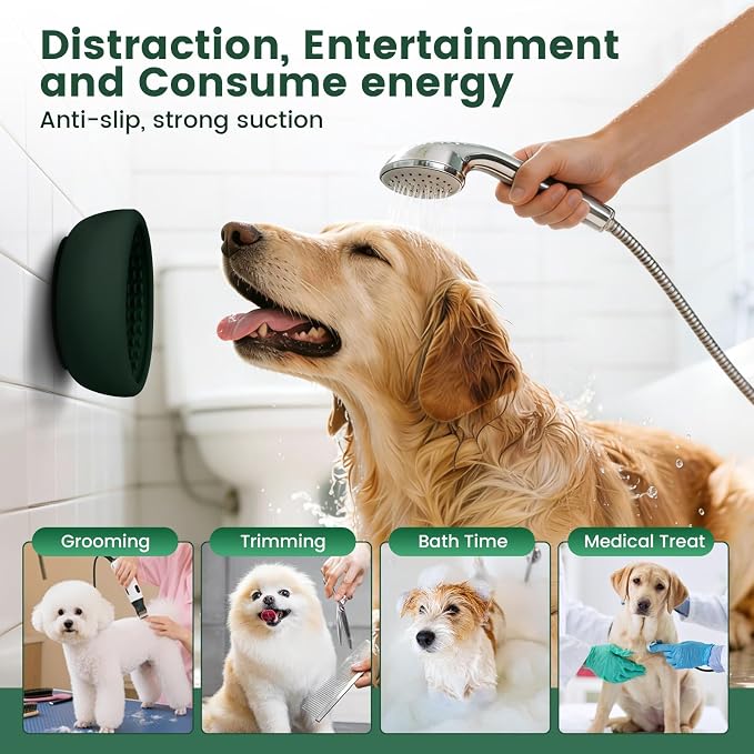 Dog Slow Feeder Licking Bowl,Anxiety Relief Treat Dispenser, Non-Slip Anti-chocking Pet Dish, Interactive Puzzle Toy for Small Medium Breed,Freezable BPA Free Silicone Dishwasher Safe