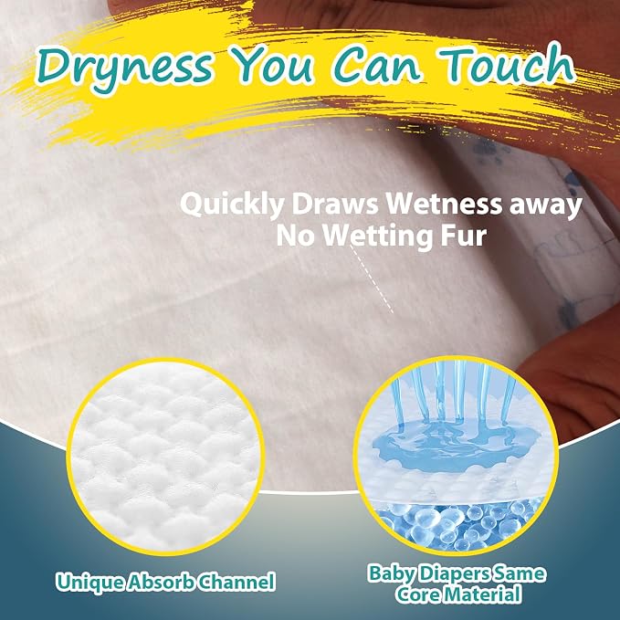 Disposable Dog Diaper Liners - 50PCS Dog Booster Pads for Male Female Dogs - Doggie Diaper Insert Pads for Pet Belly Bands Wraps Period Pants Covers(S,50)