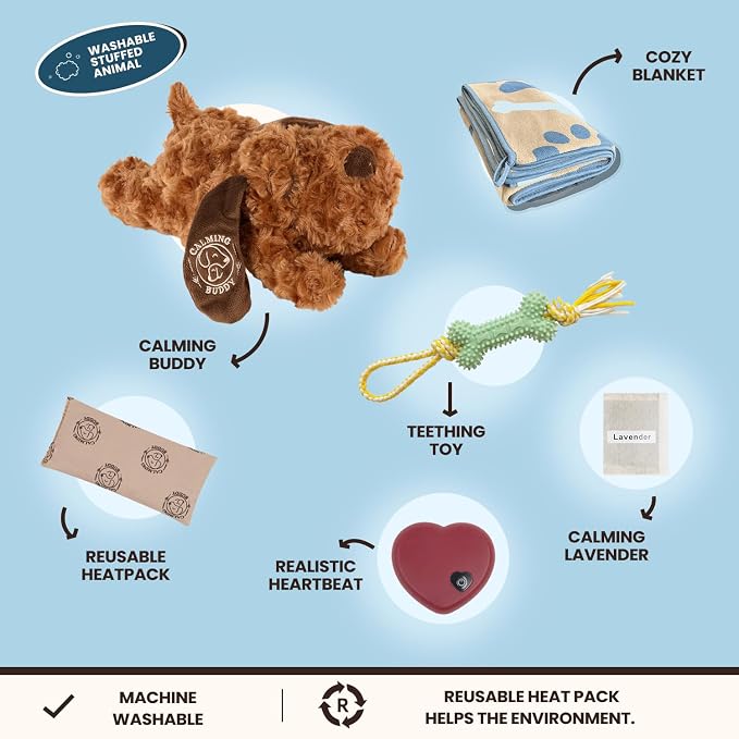 Little Buddy - Puppy Hearbeat Toy for Small Puppy, Anxiety Relief with Reusable Heat Pack and Lavender, Sleep Aid for Dogs, for Medium and Small breads (Little Buddy Kit)