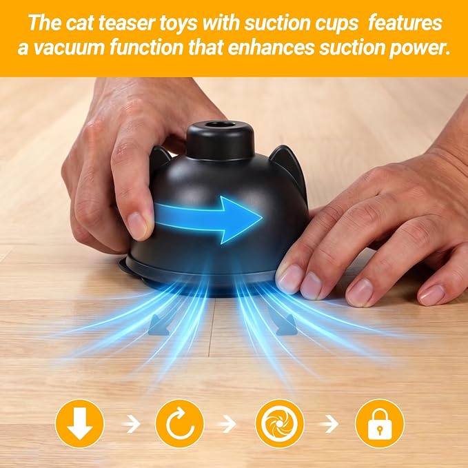 2 In 1 Electric Cat Wand Toy Interactive Cat Toys for Indoor Cats 360° Cat Toys for Bored Indoor Adult Cats, 2-Speed Fly Cat Chase Toy Automatic Cats Toys with Suction Cup Electric Cat Teaser Wand