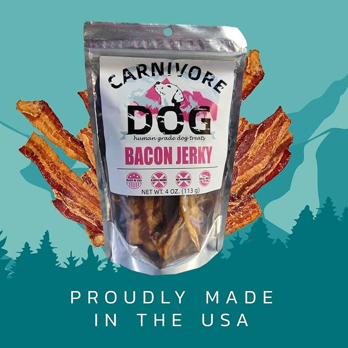 Carnivore Dog Dog Treats Human Graded Dog Treat. All Natural Ingredients (Bacon Jerky)