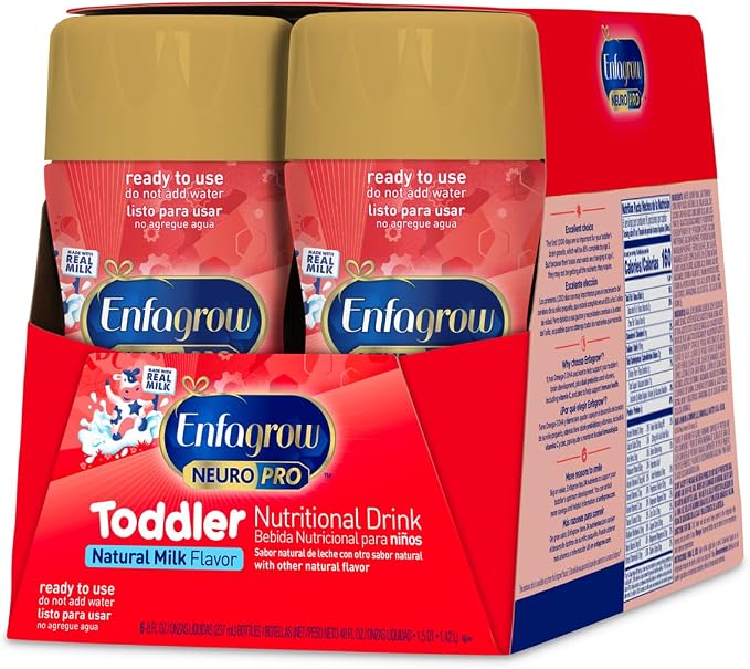 Enfagrow NeuroPro Toddler Nutritional Drink, Try Our Brain-Supporting Trio, Ready to Use, 8 fl Oz (24 Bottles)