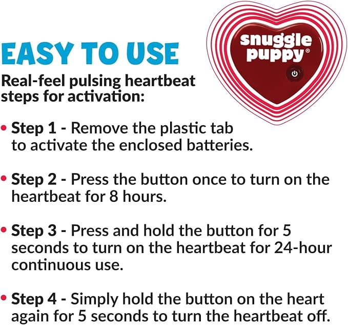 Snuggle Puppy Original Heartbeat Puppy Toy with Real-Feel Pulse & Heat Pack, Calming Sleep Aid for Puppy Anxiety, Crate Training, First Nights & New Puppy Transition - Biscuit Plus 6 Heat Packs