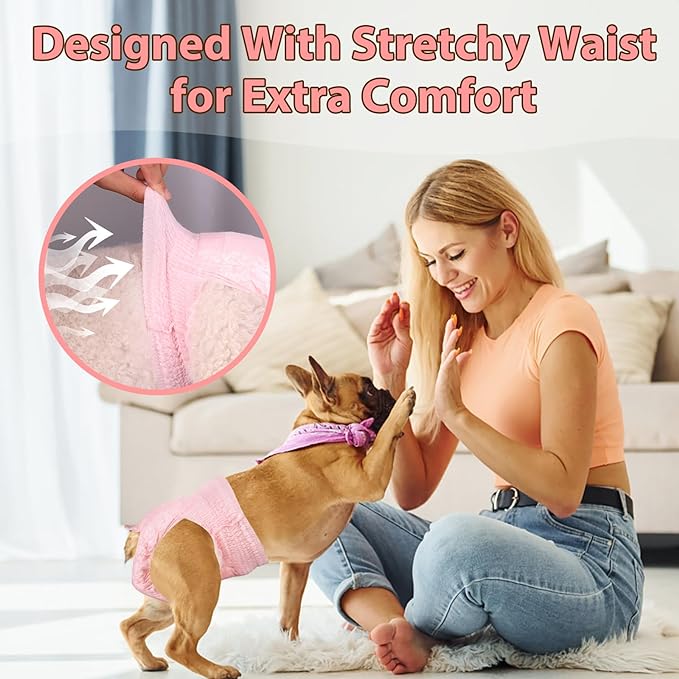 Ambreview Disposable Dog Diapers Female, Just Pull It Up, Doggie Diapers for Female Dogs, Strong Absorbency | Leak Proof, for Dogs in Heat | Elderly | Disabled, S 30 PCS