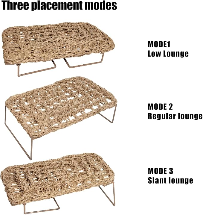 Bearded Dragon Hammock Reptile Tank Accessories Decor Basking Platform Metal Legs Bed Habitat for Lizard Leopard Gecko Snake Hermit Crab and Frog (Rectangle)