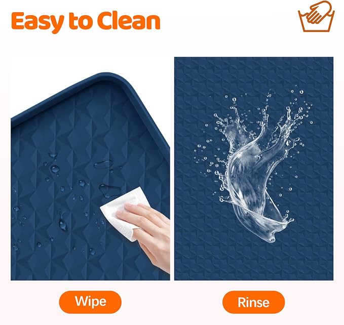 Pee Pads for Dogs, 51" x 25.6" Extra Large Reusable Dog Silicone Mat for Floor Protector, Washable Non-Slip Dog Training Pads for Potty Training (Navy Blue)