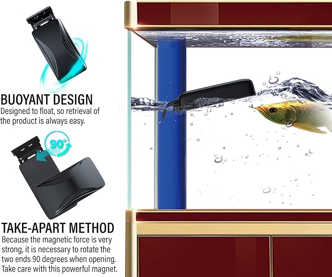 Aquarium Super Strong Magnetic Cleaner Glass Fish Tank Megnet Brush Algae with Scraper Floating Brush Small