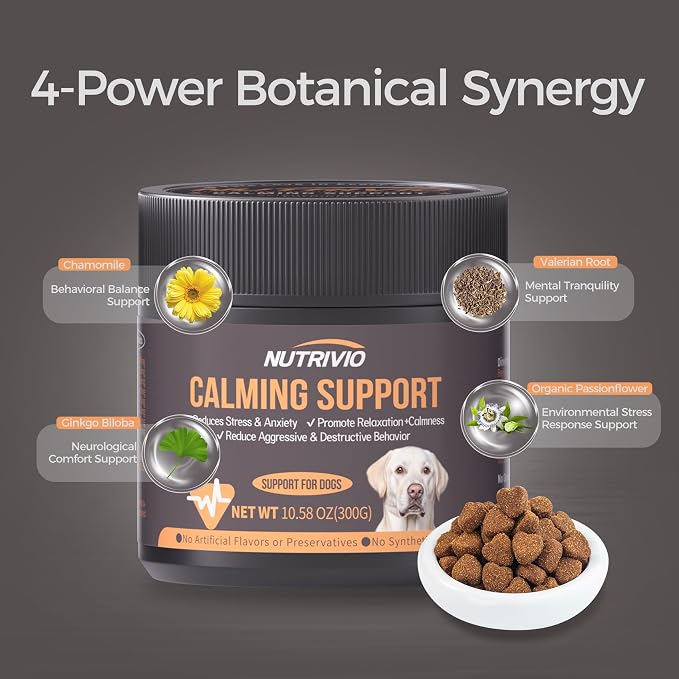 Melatonin Calming Chews for Dogs, Calming Dog Supplement, Melatonin Chews to Help Reduce Anxiety and Stress from Storms, The Vet, Fireworks and Travel, Chicken Flavored 120 Soft Chews 300g