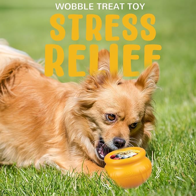 Wobbly Dog Enrichment Lick Toy, Stuffable Frozen Lick Bowl to Keep Dogs Busy, Long-Lasting Interactive Treat Dispensing Dog Toy, Silicone Fetch Catch Chew Toy(Orange,S)