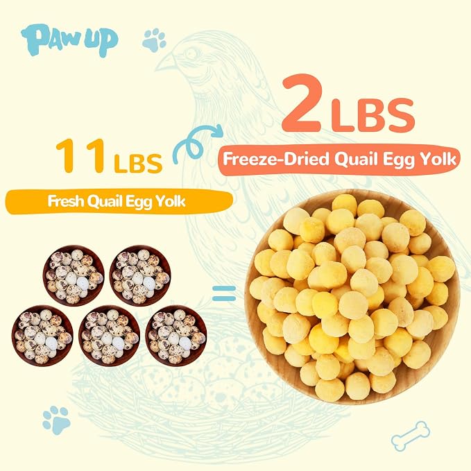 PAWUP Freeze Dried Quail Egg Yolk Pet Treats, Freeze Dried Chicken Heart Pet Treats, Freeze-Dried Pet Food for Dogs, Cats, Pure Fresh Ingredient