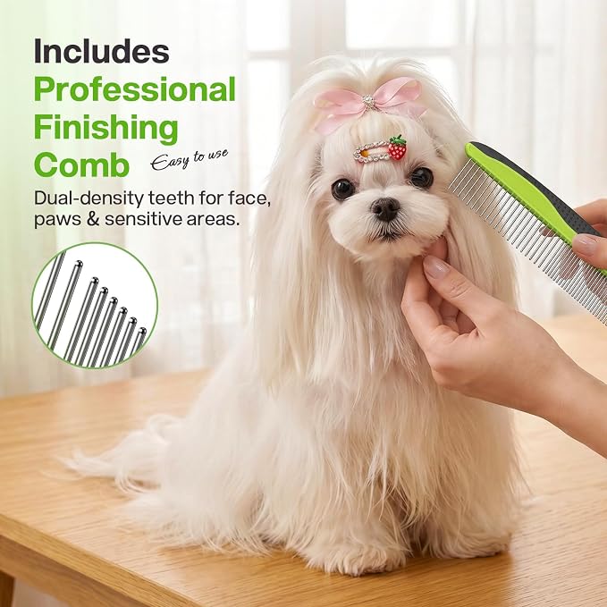 Pecute Pet Grooming Tool Bundle: Self-Cleaning Slicker Brush + Self-Cleaning Undercoat Rake + Comb