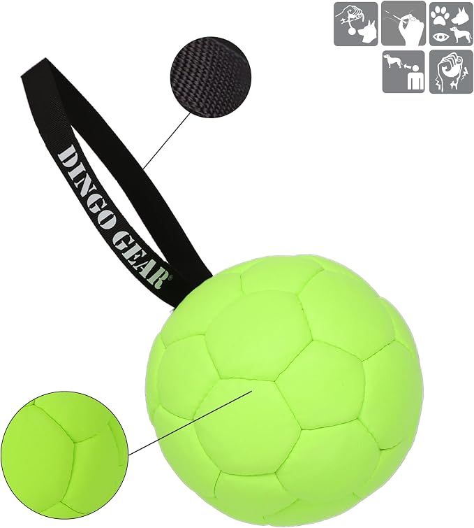 DINGO GEAR WWW.DINGOGEAR.COM 1977 Faux Leather Ball for Dog Training, as Reward for Fetch tug of war, for Strong Dog, Handmade, 7in Green S02699