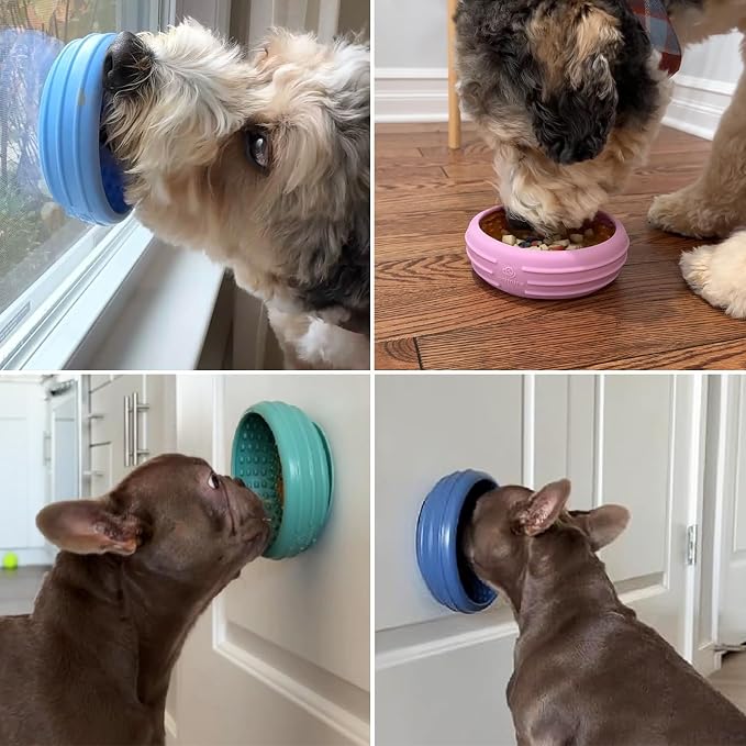 Dog Lick Bowl, Animire Freeze Lick Mat for Dogs, Non-Slip Slow Feeder Licking Bowl Enrichment Treat for Distraction Anxiety Relief, Food Grade Silicone, Dishwasher Safe(Dark Blue,S)