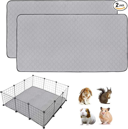 2Pack Guinea Pig Cage Liners, 36''X36'' Washable Guinea Pig Pee Pads, Non Slip Reusable Super Absorbent Guinea Pig Training Mat Bedding Fleece for Small Animals Hamster Rabbit Chinchilla Rat