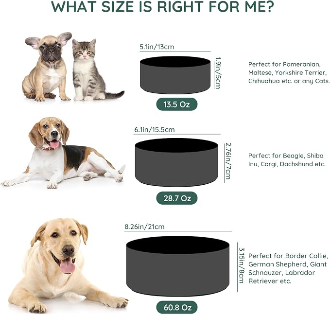 SPUNKYJUNKY 60OZ Ceramic Dog and Cat Bowl, Modern Cute Weighted Food Water Bowl for Replacement Black (1 Pack)