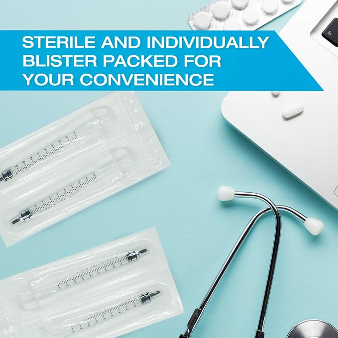 30ml Oral Dispenser Syringe with Cover 50 Pack by Tilcare - Luer Slip Sterile Plastic Medicine Food Droppers for Children, Pets & Adults – Latex-free Medication Dispenser - Large Feeding Tube Syringes