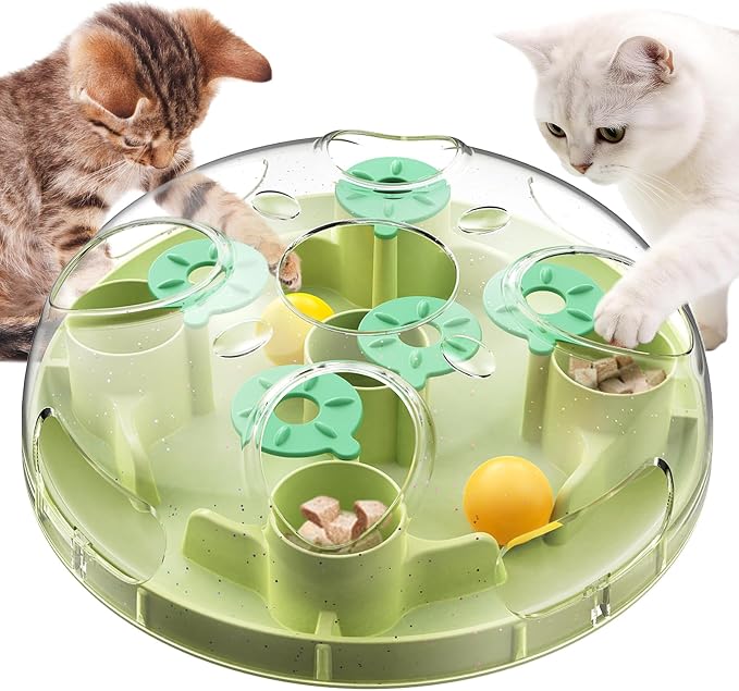 KADTC Cat Puzzle Toy, Large Size, 2 Ways to Play, Treat Puzzle & Foraging Balls for Indoor Cats, Kitten Enrichment Toy, Interactive Brain-Teasing Game