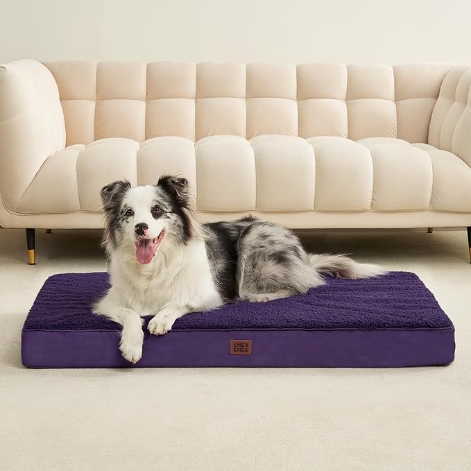 EHEYCIGA Orthopedic Dog Beds for Large Dogs with Removable Washable Cover, Purple, 36x27