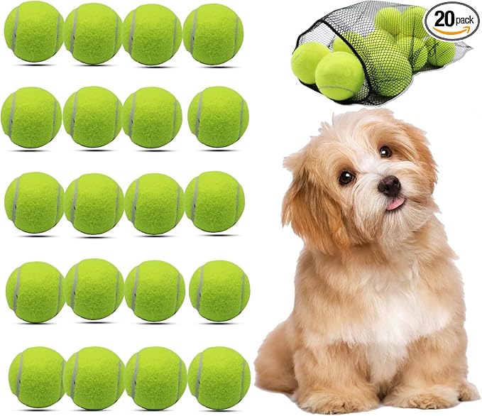 Magicorange Small Tennis Balls, 20 Pack 2 inch Tennis Balls for Dogs, Colorful Easy Catching Pet Dog Playing Ball with Mesh Bag for Easy Transport (Yellow,20 Pack)
