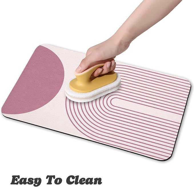 Dog Food Mats,Cat Absorbent Water Bowl Feeding Mats Pet Placemats for Food and Water Pink Bohemia 16 * 24 inch