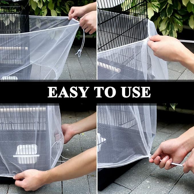 ASOCEA 2Pcs Bird Cage Seed Catcher Birdcages Extra Large Nylon Mesh Netting for Parakeets Cockatiel