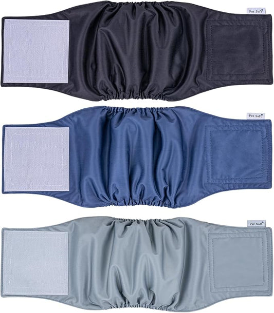 Pet Soft Dog Belly Band - 3 Packs Reusable Dog Diapers Male Doggy Diapers Wraps - Washable Dogs Belly Bands for Male Dogs (Classic, XS)