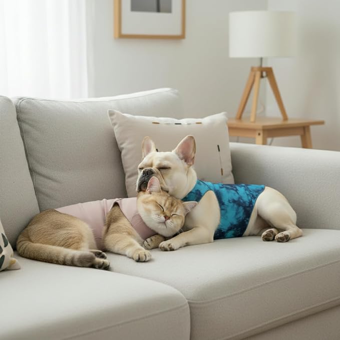 DAJIDALI® Dog & Cat Anxiety Vest & Spay Recovery Suit – Silent Adjustable Calming Wrap for Surgery & Thunderstorms – 2-Piece Cone & Recovery Onesie Alternative