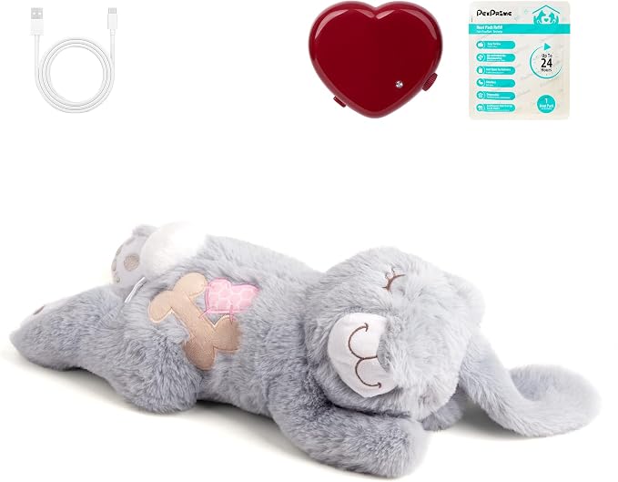 PetPrime Dog Plush Toy with Heartbeat for Puppies – Rechargeable with Timer & Adjustable Speed, Pet Soft Anxiety Puppy Toy,Includes 1 Disposable Heat Pack(Rabbit)