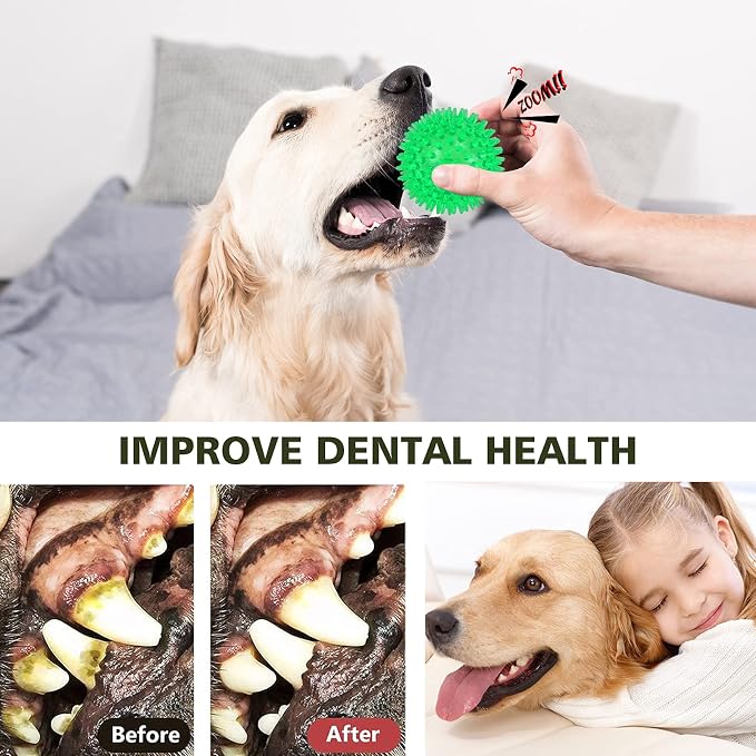 petizer Dog Toy Balls, 3-Pack Squeaky, Floating, Spiky, Interactive Fetch, Chew for Small Medium and Large Dogs, Waterproof, 2.5/3.5in