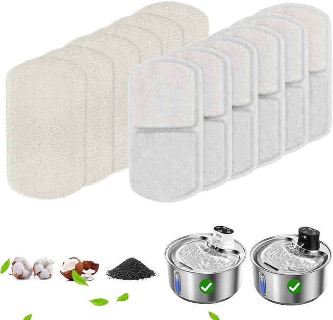 6 Pack Filters Replacement Filters for FS40PLUS with 6 Filter, 6 Layer Filters, Pet Drinking Fountain for 186 fl oz/1.5Gal FS40PLUS