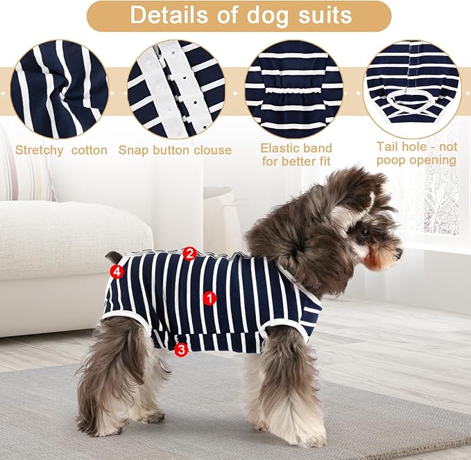 Etdane Dog Diapers Sanitary Panties Physiological Period Shirts Surgical Recovery Suits for Male and Female Dogs, Blue/Small