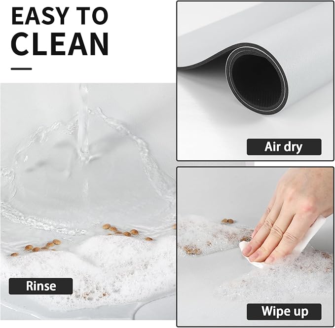 HotLive Dog Food Mat - Absorbent Cat Mat for Food and Water, No Stains Pet Feeding Bowl Mat, Easy to Clean Pet Placemats, Quick Dry Dog Water Dispenser Mat for Messy Drinkers | Light Grey 16"x 24"
