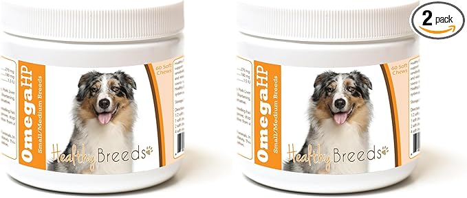 Healthy Breeds Australian Shepherd Omega HP Fatty Acid Skin and Coat Support Soft Chews 60 Count (Pack of 2)