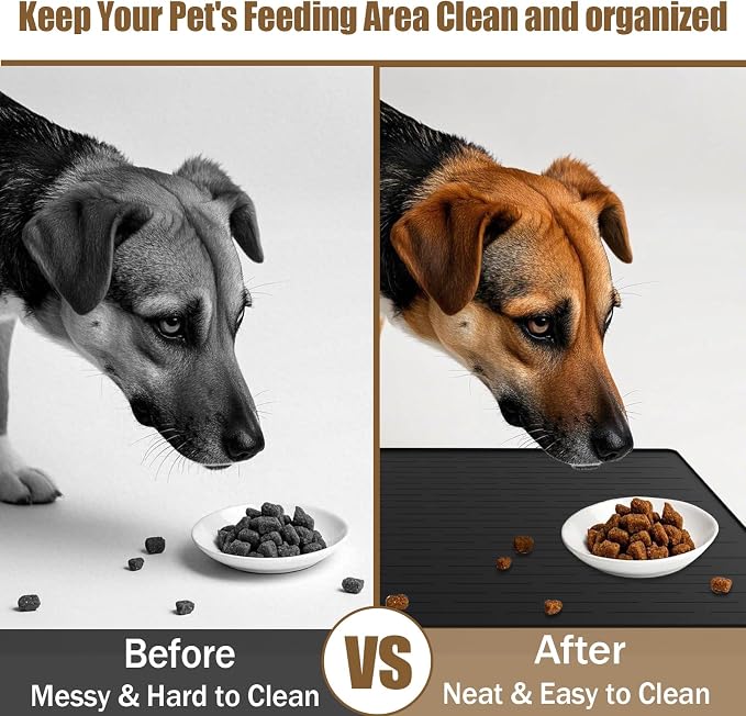 40"x30" Extra Large Silicone Pet Food Mat, XXL Pet Feeding Mat with Raised Edges, Waterproof Dog Bowl Mat for Food and Water, Cat and Dog Placemat for Floors, Dark Blue