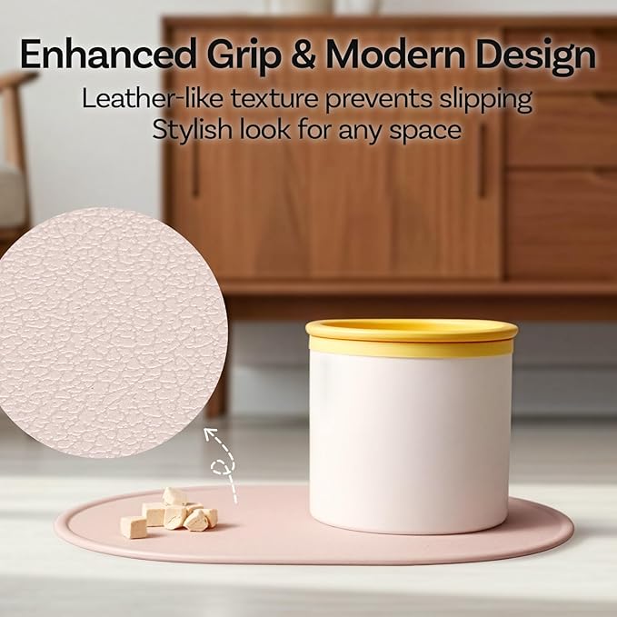 Silicone Pet Feeding Mat for Cats & Small Dogs, Non-Slip Waterproof Dog & Cat Bowl Mat with Raised Spill Edge, Made in Korea (Lavender Violet, 15.7" × 11.4")