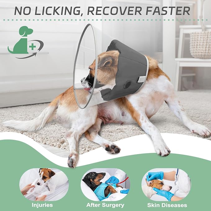 Dog Cone Collar for Recovery: Soft Elizabethan Collar Alternative to Stop Licking, Adjustable Pet Cone for Large, Medium, Small Dogs, for Surgery, Spay, Injury, Skin Treatment (L)