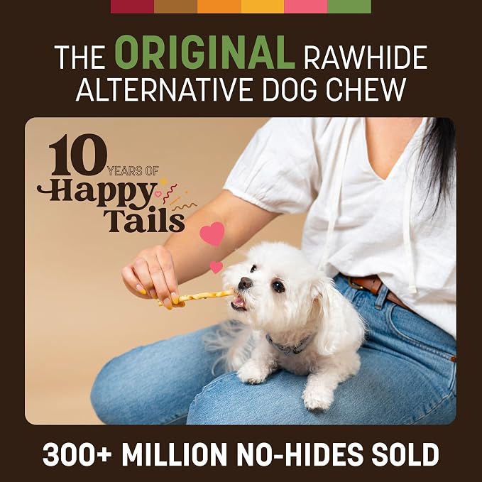 Earth Animal No Hide Stix - Long Lasting Rawhide Free Small Dog Chews Sticks, Pork - 30 Count