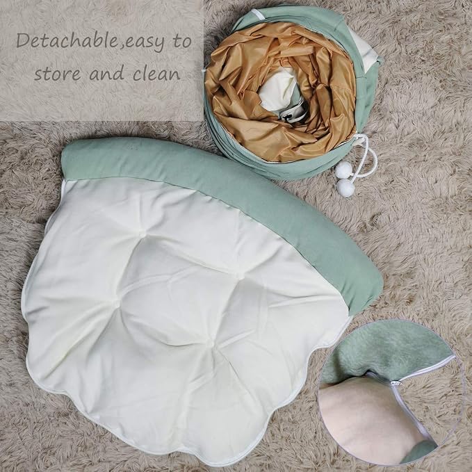 LEFTSTARER 2-in-1 Collapsible Cat Tunnel for Indoor Bed and Hideout - Pet Dog Rabbit Bunny Ferret Tunnel Tubes Toys with Removable Washable Mat, Tower Wheel Stuff