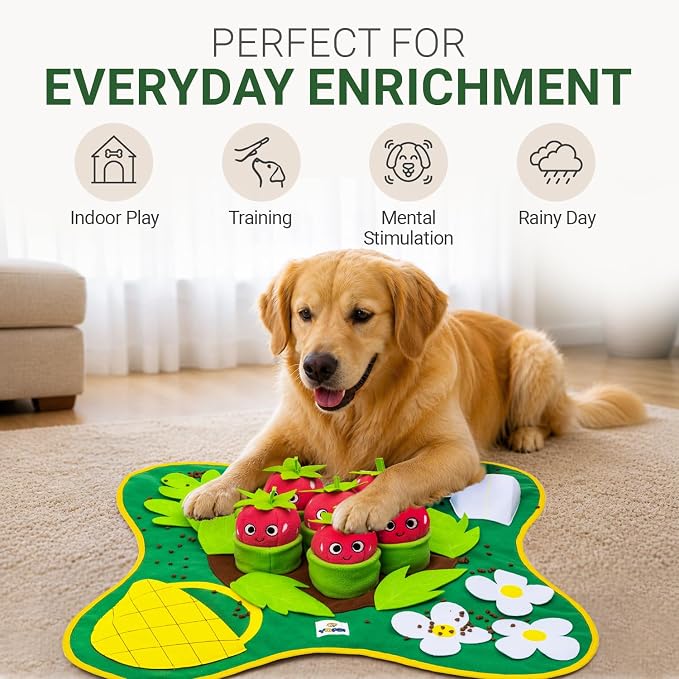 Snuffle Mat for Dogs 28.3" x 28.3" - Large Dog Slow Feeder Enrichment Foraging - Sniff Mat for Puppies and Pets - Interactive Nosework Washable