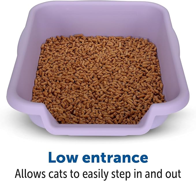 KittyGoHere Senior Cat Litter Box 2 Pack, Small Storybook Lavender Low Entrance Kitty Litter Box Sized for Cats Comfort, Perfect for Senior & Arthritic Cats, Made in USA