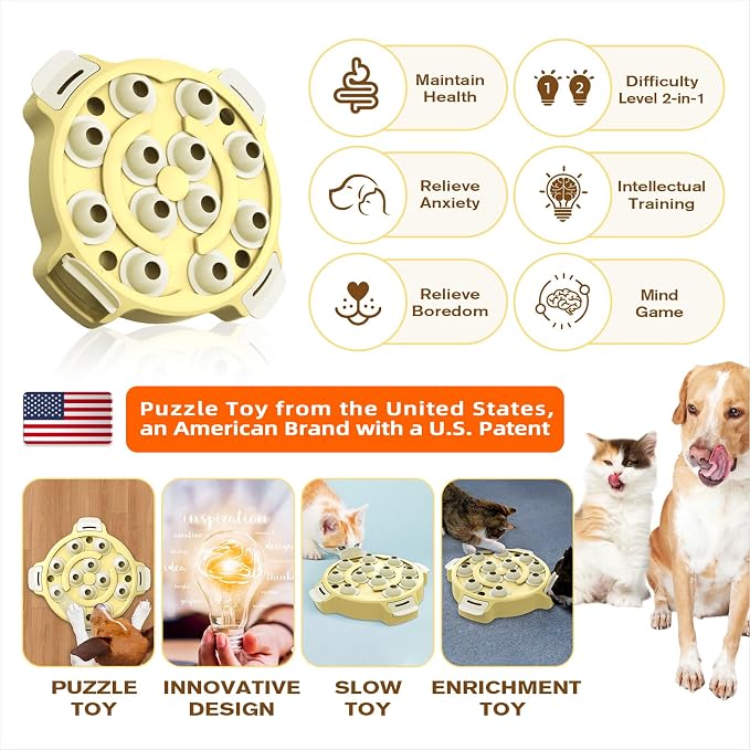 KADTC Level 2-in-1 Dog & Cat Puzzle Toy, Mental Stimulation for Dogs Indoor | XL Size, 2-Level puzzle adds mental stimulation for dogs and cats through sniffing, pawing, and reward-based play.