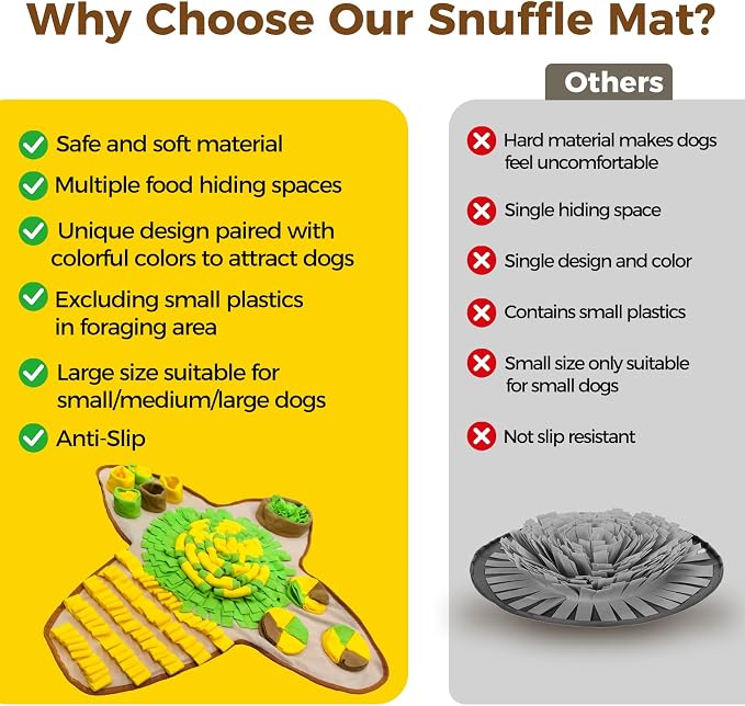 Snuffle Mat for Dogs Large Breed & Small, 27"x27" Interactive Puzzle Dog Food Mat Encourages Natural Foraging Skills, Dog Enrichment Toy for Brain Stimulation & Slow Feeding Game & Anxiety Relief