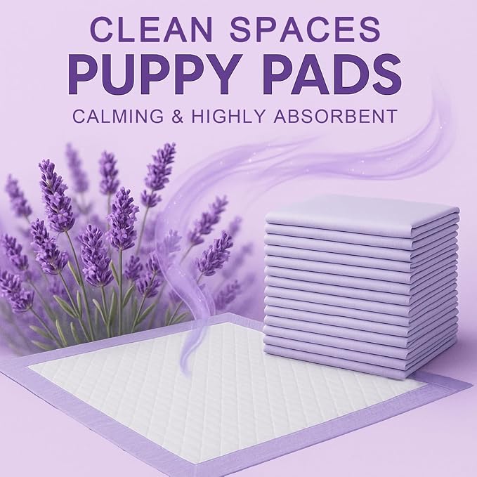 CLEAN SPACES Lavender Scented Puppy Pads Extra Large, Super Absorbent Disposable Pee Pads for Dogs that Neutralize Odor, Wee Wee Pads / Potty Training Pads 28"x34" 50 Count